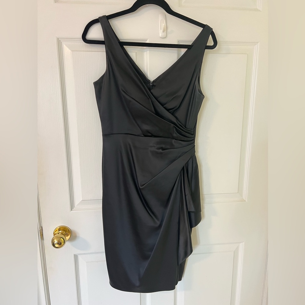 White House Black Market Black Shiny Satin Cocktail Dress - Size 6